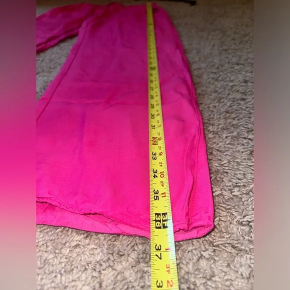 Zara Vibrant Pink Satin/Linen Like Pants Woman’s Size Small - Picture 4 of 6
